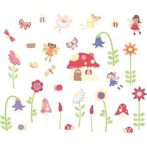 Enchanted Mushroom Fairy Wall Decals Peel & Stick Sticker 30 Pc Butterfly NIB